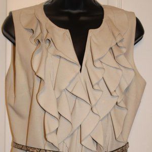 Tan Ruffled Dress with Snakeskin Belt with lining